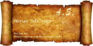 Abrus Sándor névjegykártya